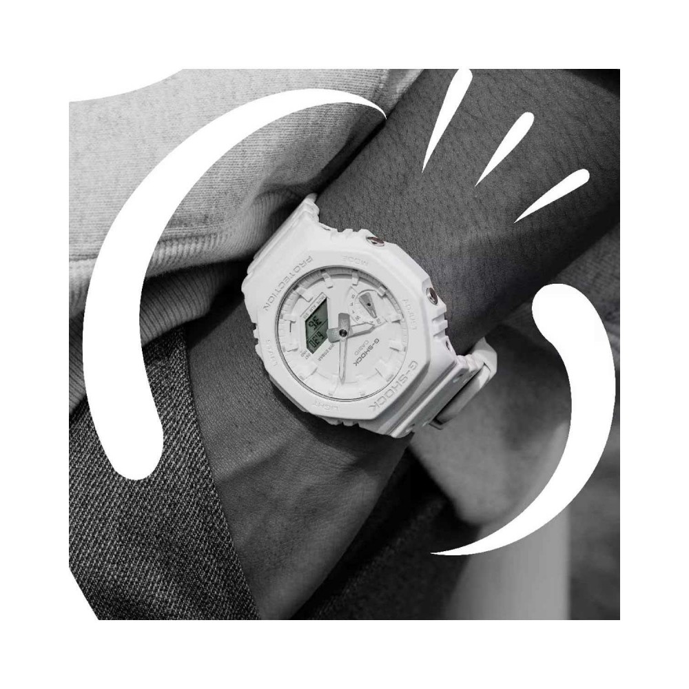 CASIO G-SHOCK Χρονογράφος Ρολόι Λευκό Λουράκι Βιολογικής προέλευσης GA-2100-7A7ER