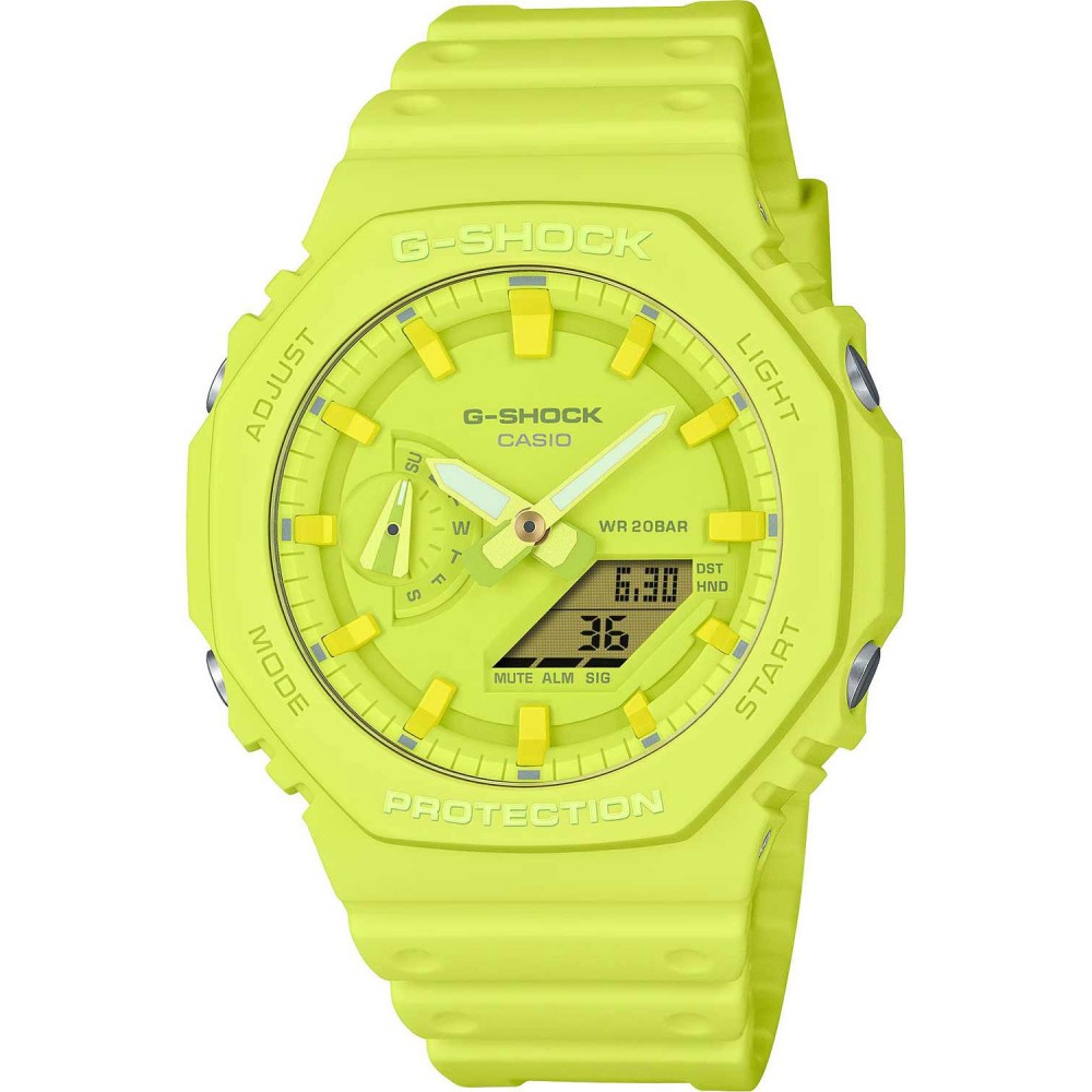 CASIO G-SHOCK Χρονογράφος Ρολόι Κίτρινο Λουράκι Βιολογικής προέλευσης GA-2100-9A9ER