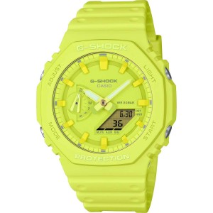 CASIO G-SHOCK Chronograph Watch Light Yellow Biosourced Strap GA-2100-9A9ER