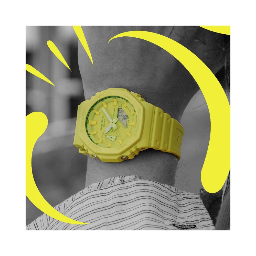 CASIO G-SHOCK Χρονογράφος Ρολόι Κίτρινο Λουράκι Βιολογικής προέλευσης GA-2100-9A9ER