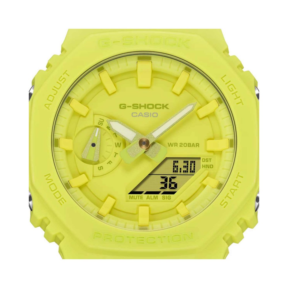 CASIO G-SHOCK Χρονογράφος Ρολόι Κίτρινο Λουράκι Βιολογικής προέλευσης GA-2100-9A9ER