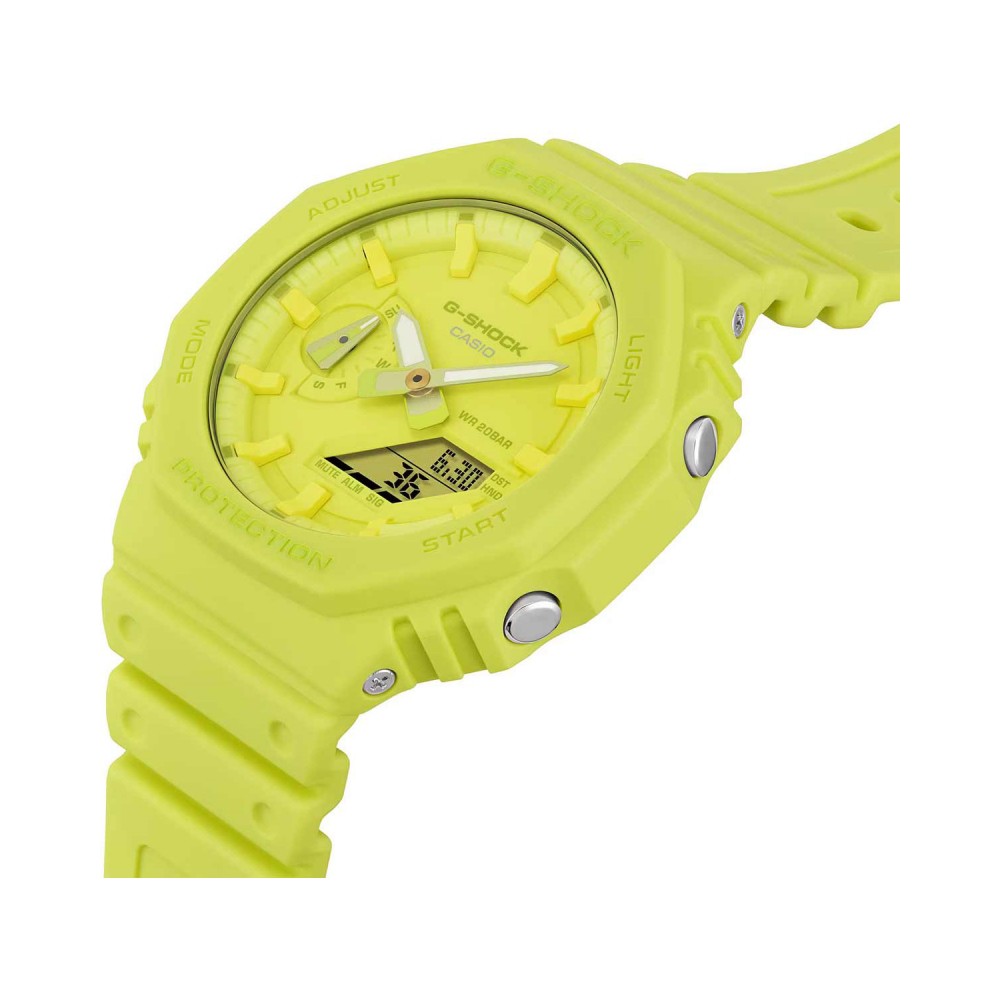CASIO G-SHOCK Χρονογράφος Ρολόι Κίτρινο Λουράκι Βιολογικής προέλευσης GA-2100-9A9ER