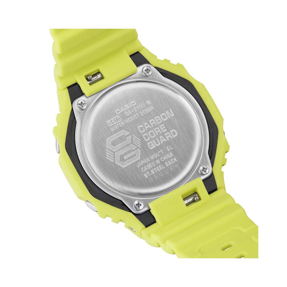 CASIO G-SHOCK Χρονογράφος Ρολόι Κίτρινο Λουράκι Βιολογικής προέλευσης GA-2100-9A9ER