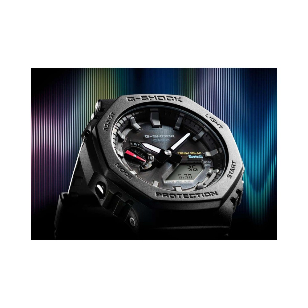 Solar CASIO GA- Χρονογράφος G-SHOCK Smartwatch Ρολόι Λουράκι B2100-1AER Καουτσούκ Μαύρο