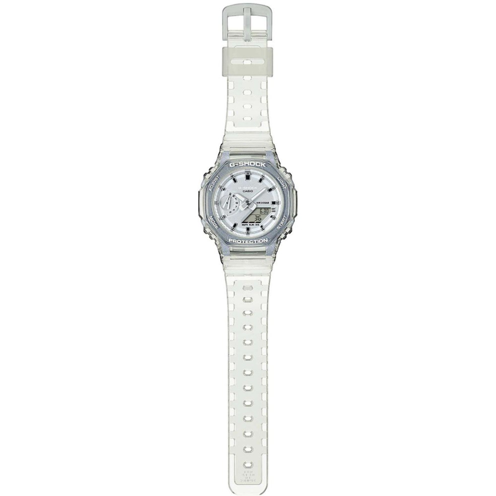 CASIO G-SHOCK Χρονογράφος Ρολόι Γκρι Διάφανο Καουτσούκ Λουράκι GMA-S2100SK-7AER