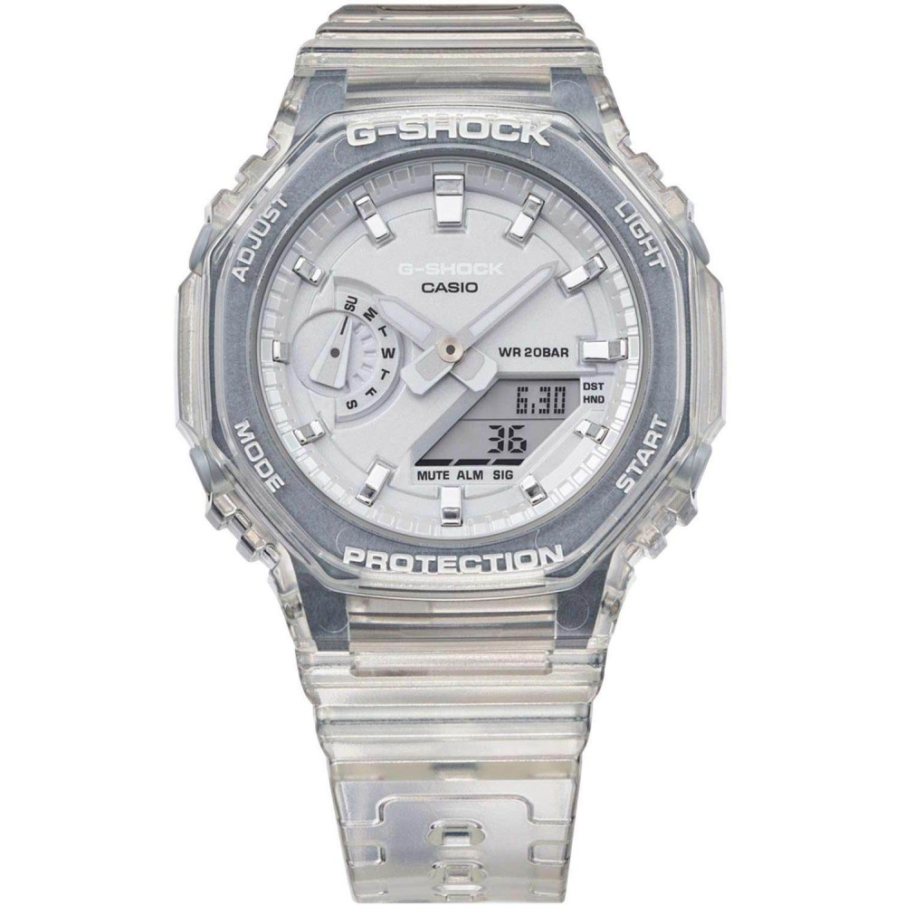 CASIO G-SHOCK Χρονογράφος Ρολόι Γκρι Διάφανο Καουτσούκ Λουράκι GMA-S2100SK-7AER