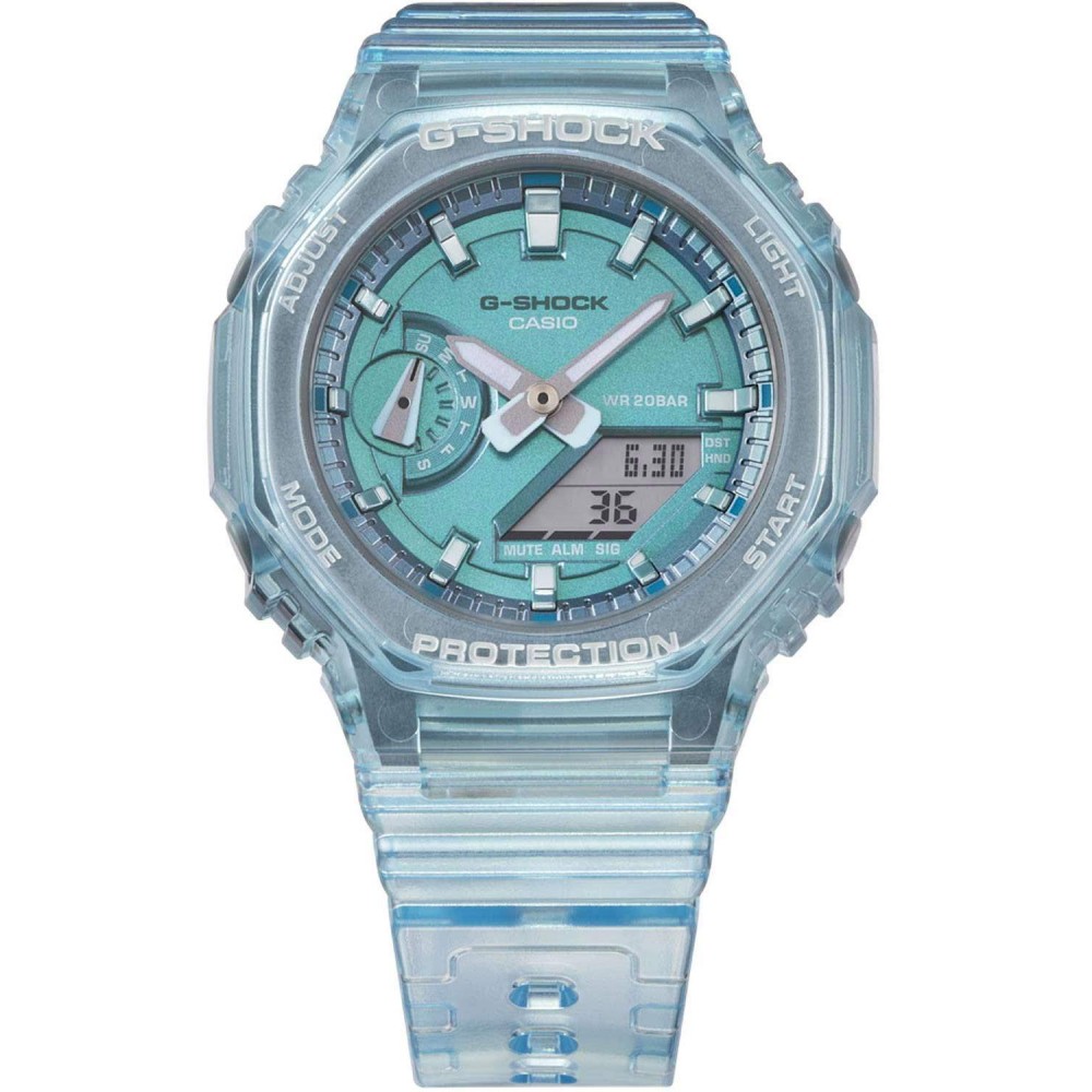 CASIO G-SHOCK Χρονογράφος Ρολόι Μπλε Διάφανο Καουτσούκ Λουράκι GMA-S2100SK-2AER