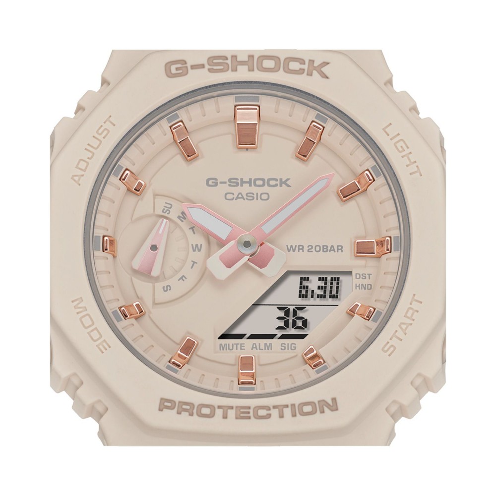 CASIO G-SHOCK Χρονογράφος Ρολόι Μπεζ Καουτσούκ Λουράκι GMA-S2100-4AER