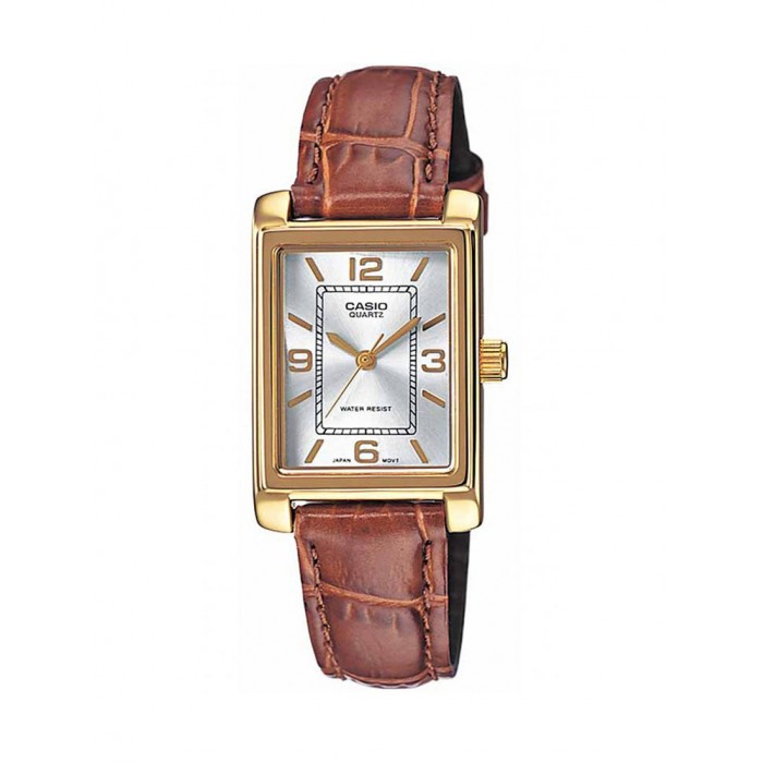 CASIO Womens Collection Καφέ Δερμάτινο Λουράκι LTP-1234PGL-7AEG