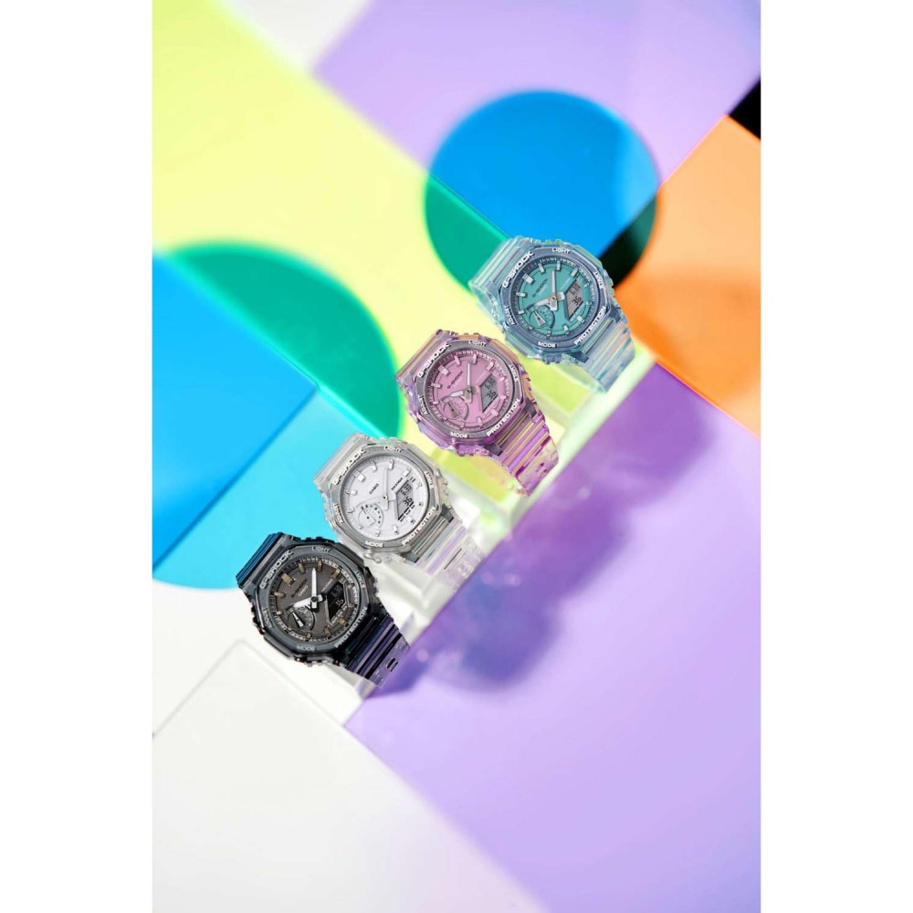 CASIO G-SHOCK Χρονογράφος Ρολόι Μπλε Διάφανο Καουτσούκ Λουράκι GMA-S2100SK-2AER