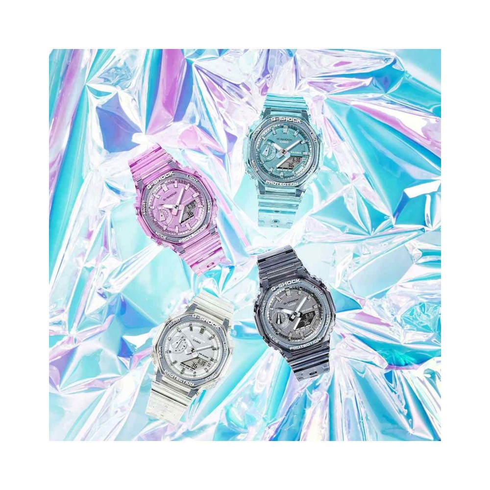CASIO G-SHOCK Χρονογράφος Ρολόι Μπλε Διάφανο Καουτσούκ Λουράκι GMA-S2100SK-2AER