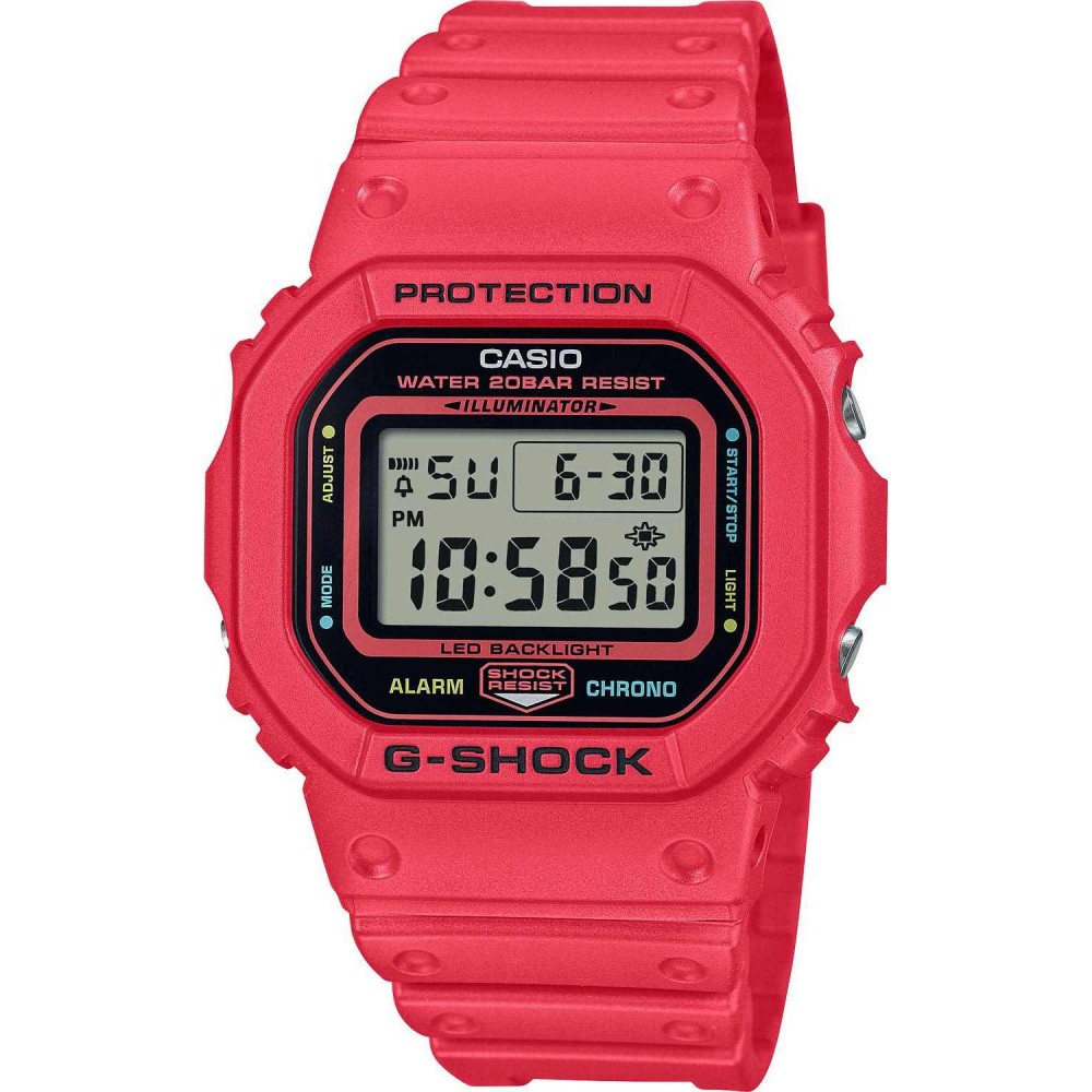 CASIO G-SHOCK Χρονογράφος Ρολόι Κόκκινο Λουράκι Βιολογικής προέλευσης DW-5600EP-4ER