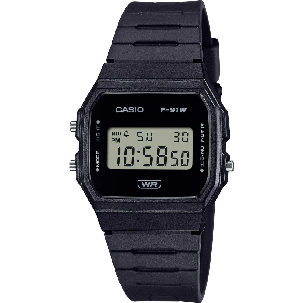 CASIO Collection Ρολόι Ανδρικό Μαύρο βιολογικό λουράκι F-91WB-1AEF