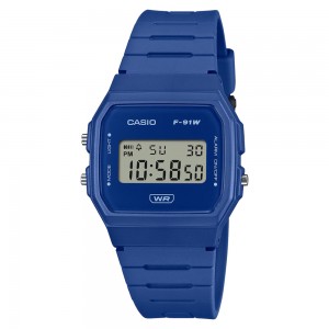 CASIO Collection Ρολόι Ανδρικό Μπλε βιολογικό λουράκι F-91WB-2A1EF