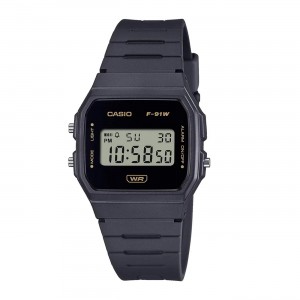 CASIO Collection Ρολόι Ανδρικό Μαύρο βιολογικό λουράκι F-91WB-8AEF