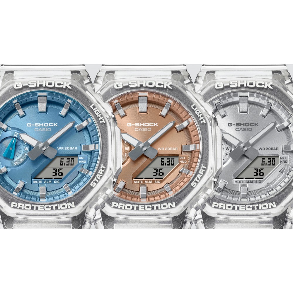 CASIO G-SHOCK Χρονογράφος Ρολόι Διάφανο Καουτσούκ Λουράκι GA-2100BM-7A8ER