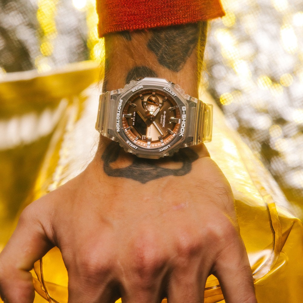 CASIO G-SHOCK Χρονογράφος Ρολόι Διάφανο Καουτσούκ Λουράκι GA-2100BM-7A5ER