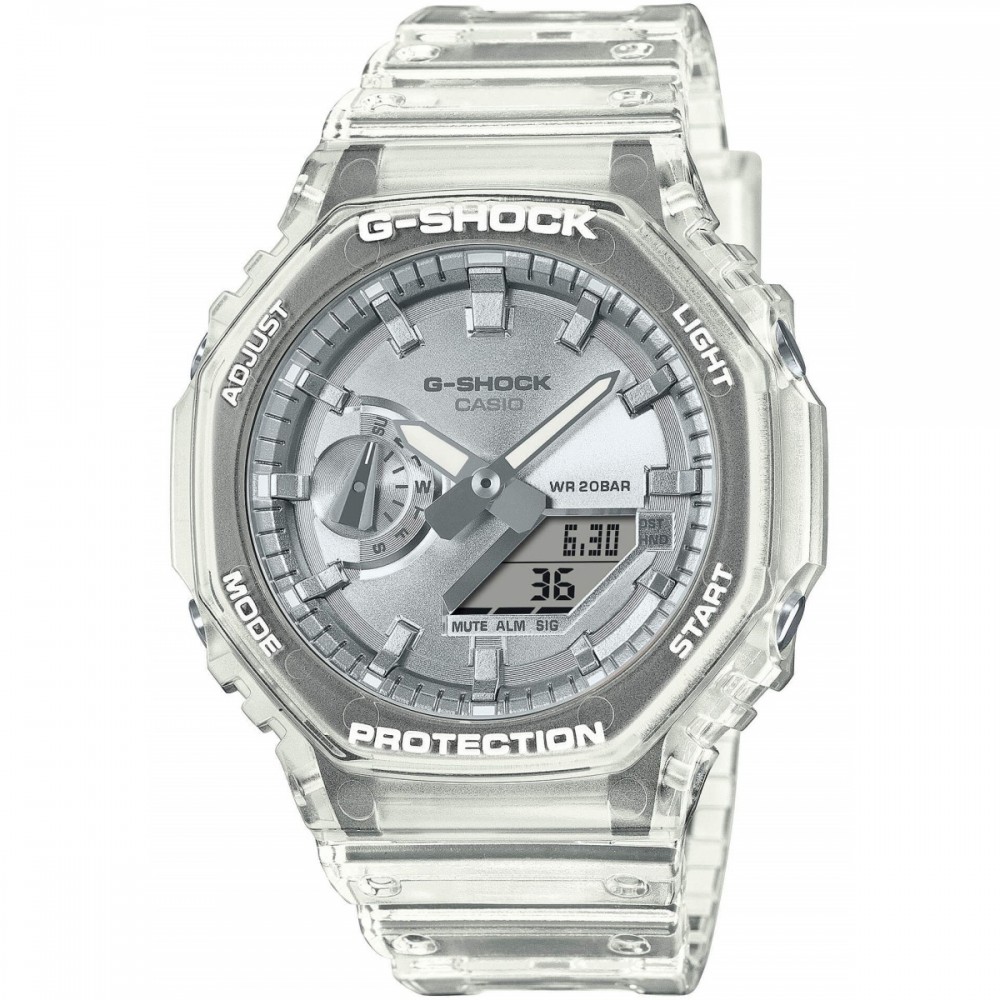 CASIO G-SHOCK Χρονογράφος Ρολόι Διάφανο Καουτσούκ Λουράκι GA-2100BM-7A8ER