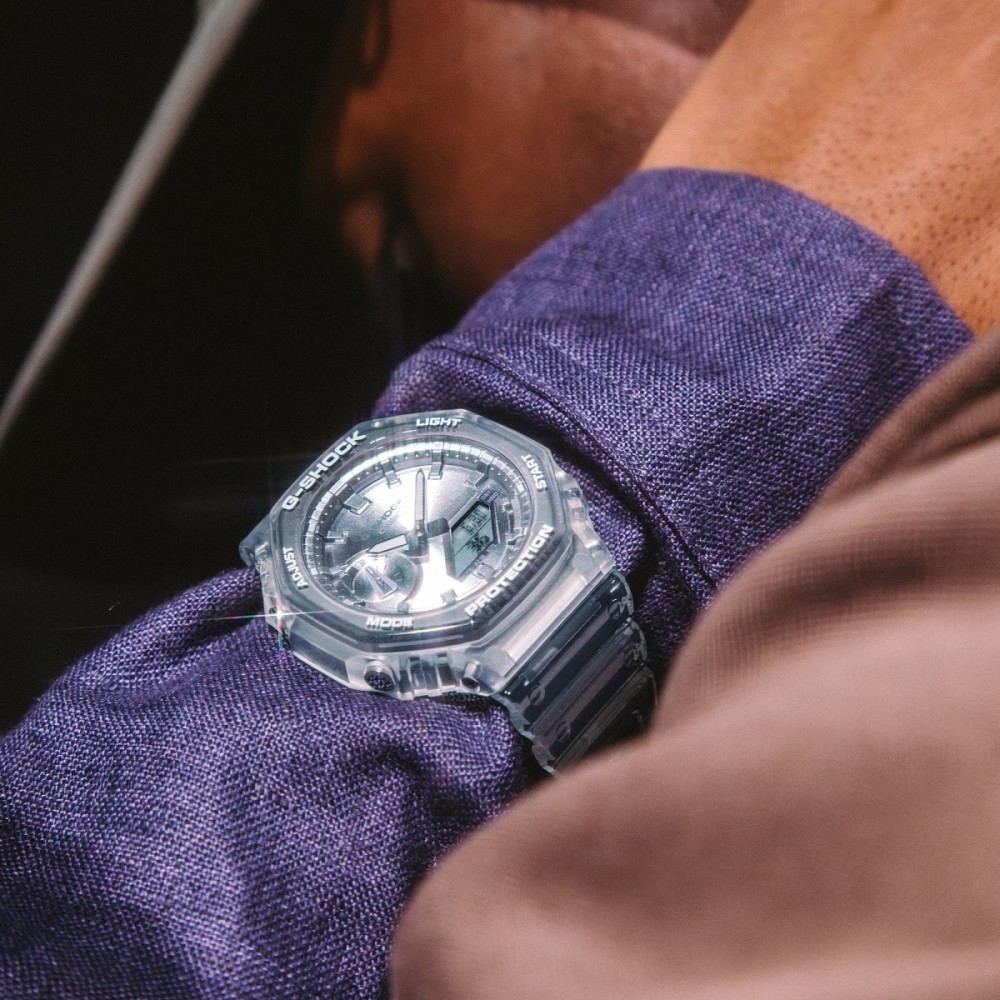 CASIO G-SHOCK Χρονογράφος Ρολόι Διάφανο Καουτσούκ Λουράκι GA-2100BM-7A8ER