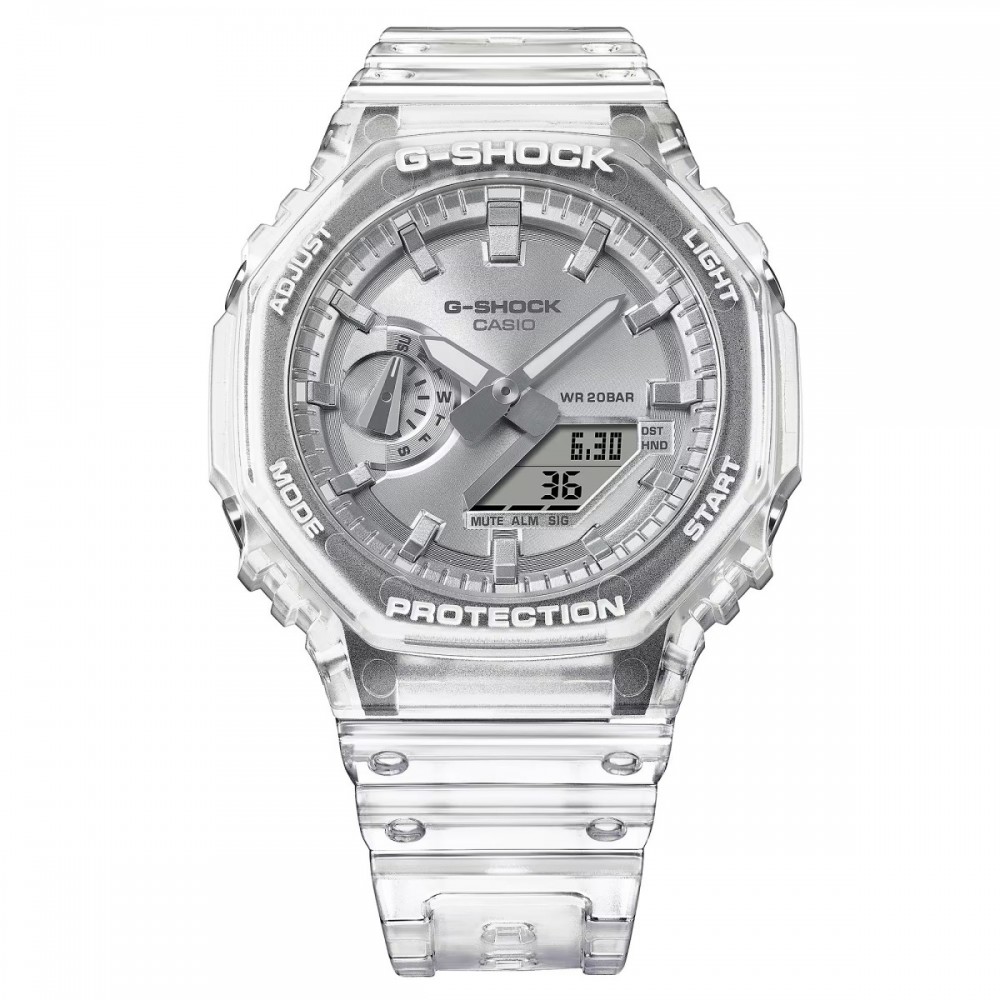 CASIO G-SHOCK Χρονογράφος Ρολόι Διάφανο Καουτσούκ Λουράκι GA-2100BM-7A8ER
