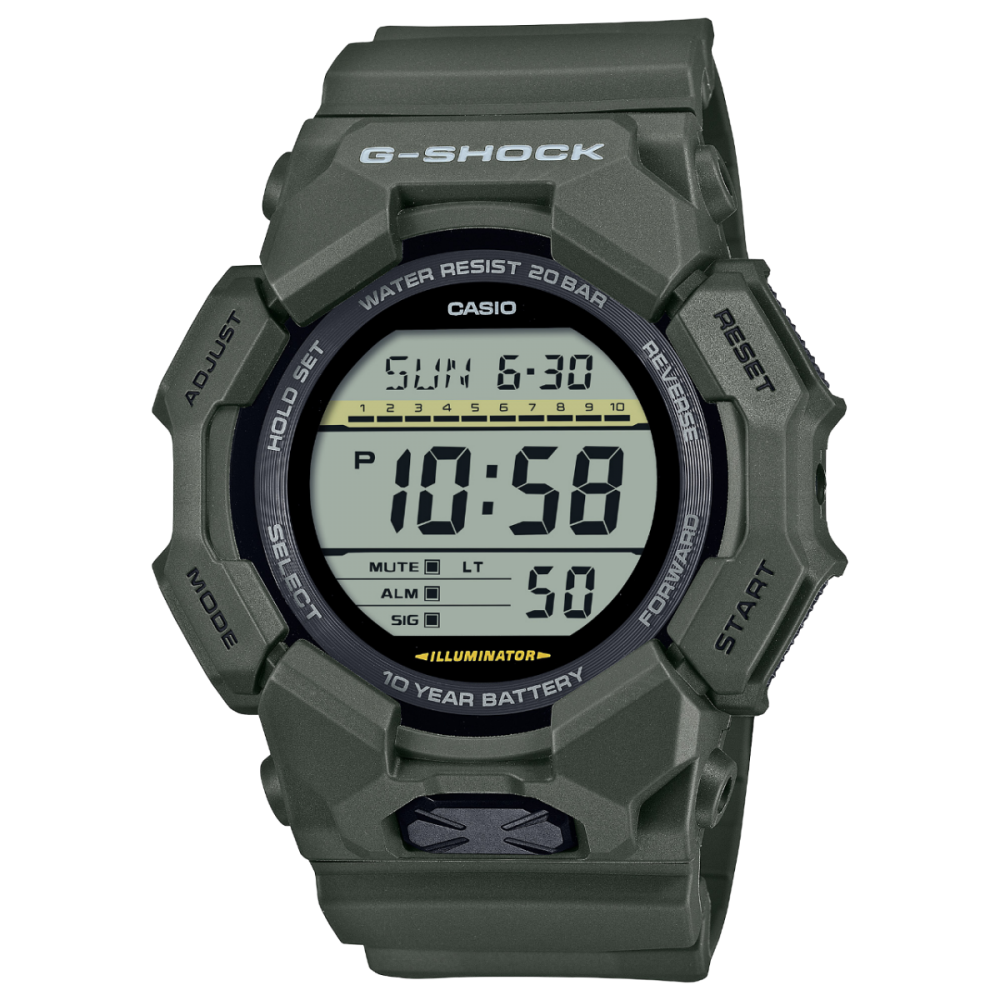 CASIO G-SHOCK Digital Ρολόι Χακί Καουτσούκ Λουράκι GD-010-3ER CASIO G-SHOCK Digital Ρολόι Χακί Καουτσούκ Λουράκι GD-010-3ER