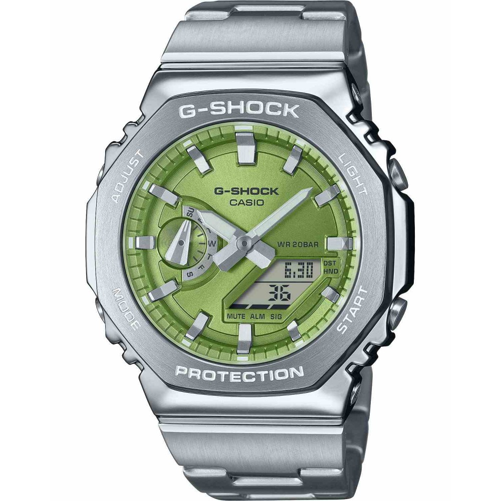 CASIO G-SHOCK Dual Time Χρονογράφος Ρολόι Ασημί Ανοξείδωτο Ατσάλι μπρασελέ GM-2110D-3AER