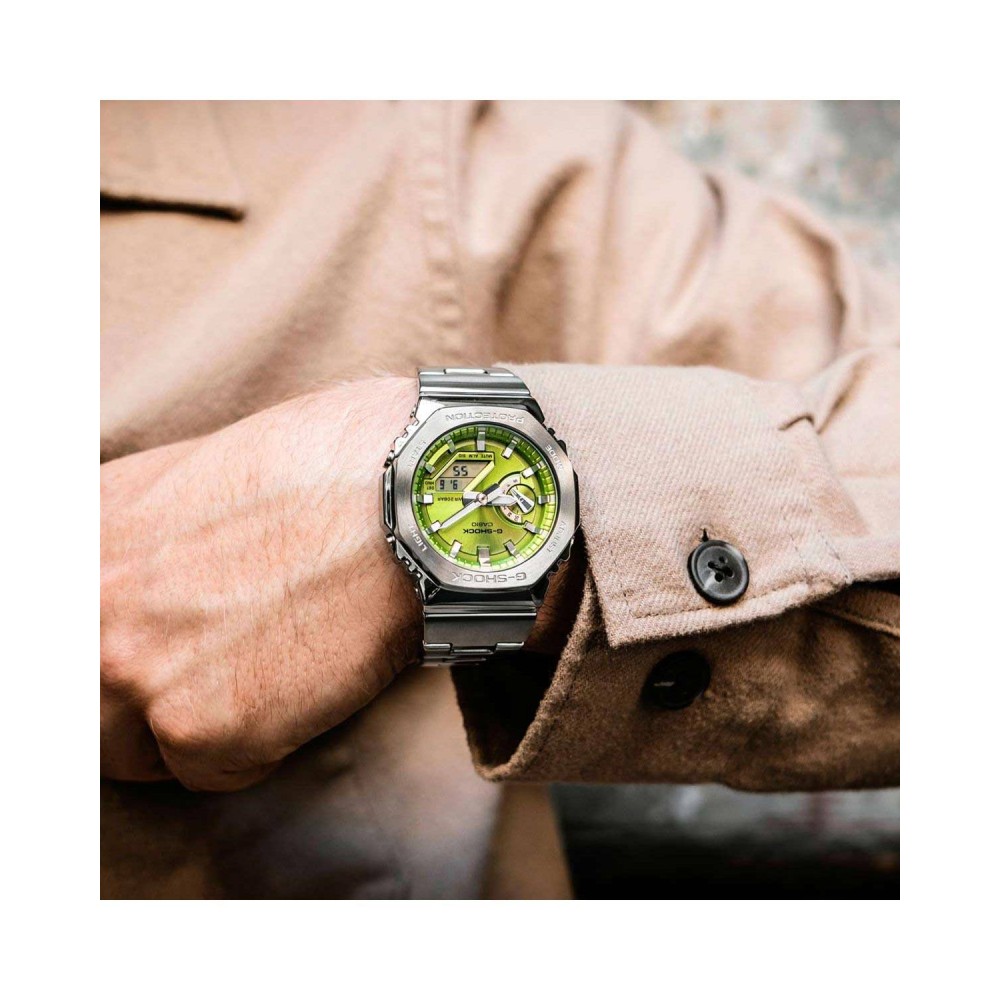CASIO G-SHOCK Dual Time Χρονογράφος Ρολόι Ασημί Ανοξείδωτο Ατσάλι μπρασελέ GM-2110D-3AER