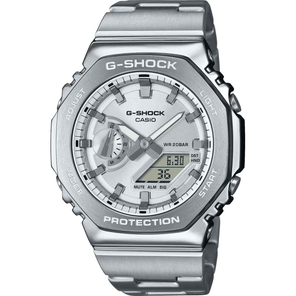 CASIO G-SHOCK Dual Time Χρονογράφος Ρολόι Ασημί Ανοξείδωτο Ατσάλι μπρασελέ GM-2110D-7AER