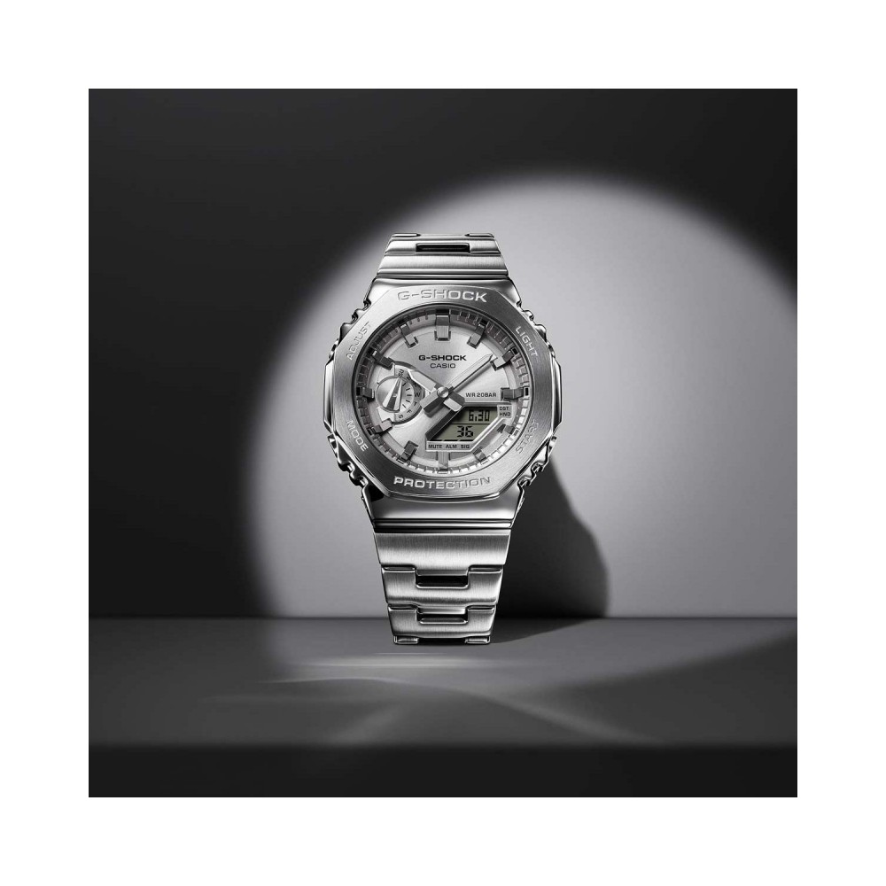 CASIO G-SHOCK Dual Time Χρονογράφος Ρολόι Ασημί Ανοξείδωτο Ατσάλι μπρασελέ GM-2110D-7AER