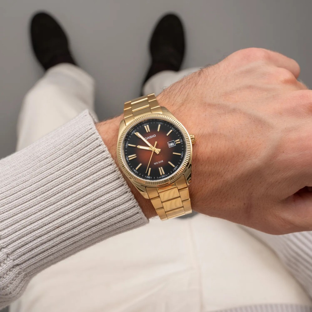 CASIO Collection Ανδρικό Ρολόι Χρυσό ανοξείδωτο ατσάλι μπρασελέ MTP-1302PGC-5AVEF