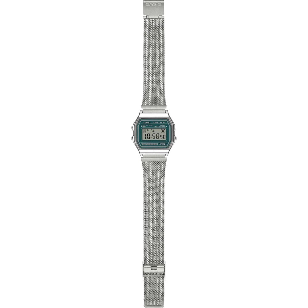 CASIO Vintage Ρολόι Χρονογράφος Ασημί Ανοξείδωτο ατσάλι μπρασελέ A-158WEM-3EF