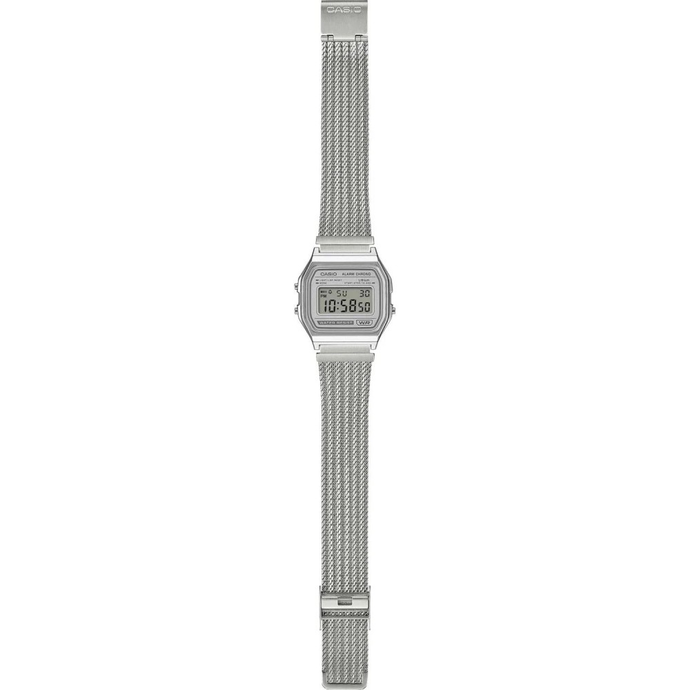 CASIO Vintage Ρολόι Χρονογράφος Ασημί Ανοξείδωτο ατσάλι μπρασελέ A-158WEM-7EF
