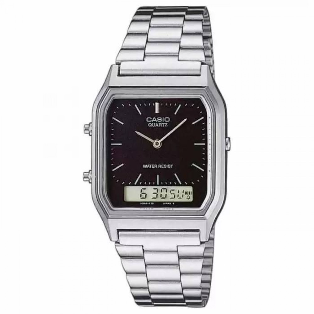 CASIO Vintage Ρολόι Unisex Ασημί Ανοξείδωτο Ατσάλι μπρασελέ AQ-230A-1DM