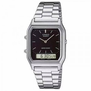 CASIO Vintage Ρολόι Unisex Ασημί Ανοξείδωτο Ατσάλι μπρασελέ AQ-230A-1DM
