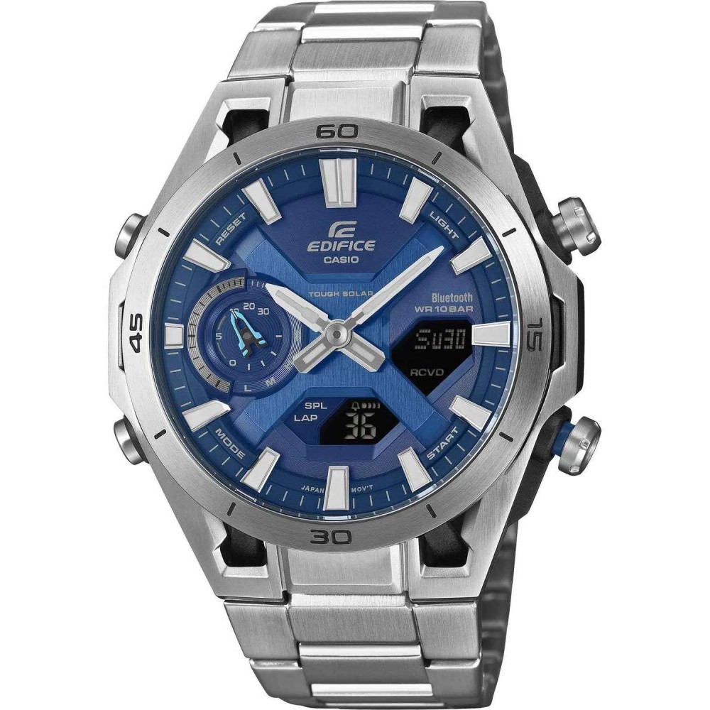 CASIO Edifice Sospensione Tough Solar Smartwatch Xρονογράφος Ασημί Ανοξείδωτο Ατσάλι μπρασελέ ECB-2300D-2AEF