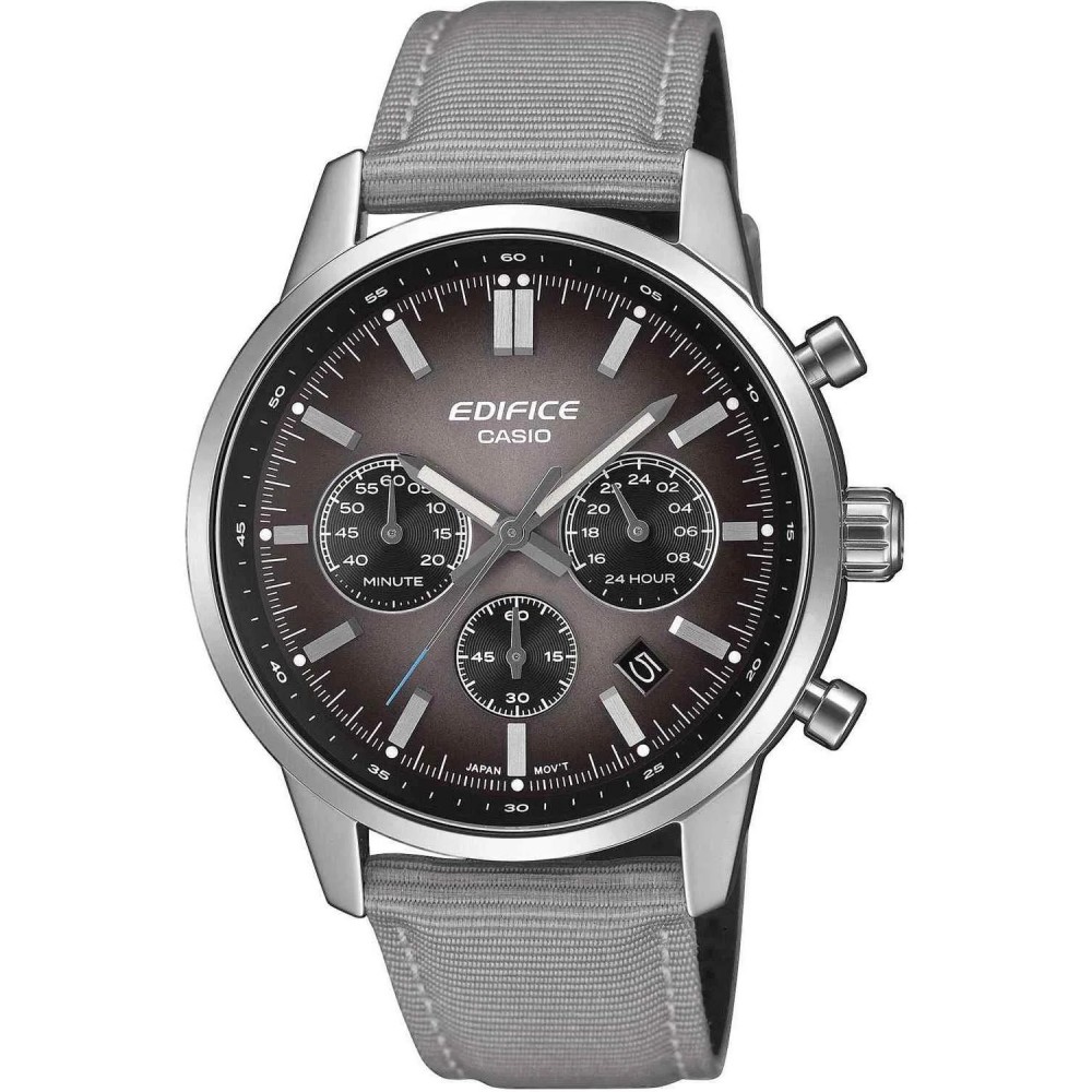 CASIO Edifice Χρονογράφος Ανδρικό Ρολόι Γκρι Υφασμάτινο λουράκι EFR-575C-8AEF