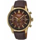 CASIO Edifice Χρονογράφος Ανδρικό Ρολόι Καφέ Δερμάτινο λουράκι EFR-575CL-5AEF
