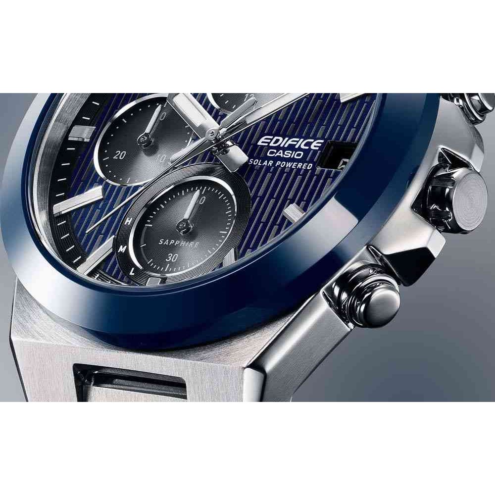 CASIO Edifice Solar Ανδρικός Χρονογράφος Ασημί Ανοξείδωτο Ατσάλι Μπρασελέ EFS-S650D-2AEF