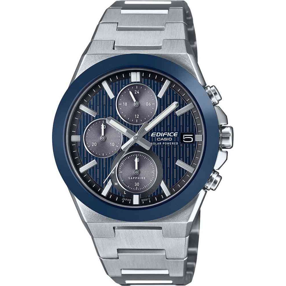 CASIO Edifice Solar Ανδρικός Χρονογράφος Ασημί Ανοξείδωτο Ατσάλι Μπρασελέ EFS-S650D-2AEF