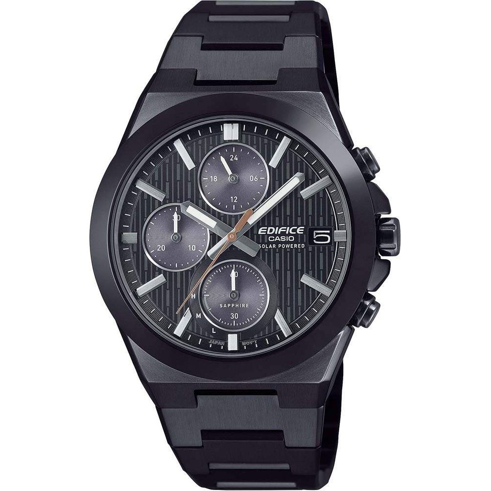 CASIO Edifice Solar Ανδρικός Χρονογράφος Μαύρο Ανοξείδωτο Ατσάλι Μπρασελέ EFS-S650DC-1AEF