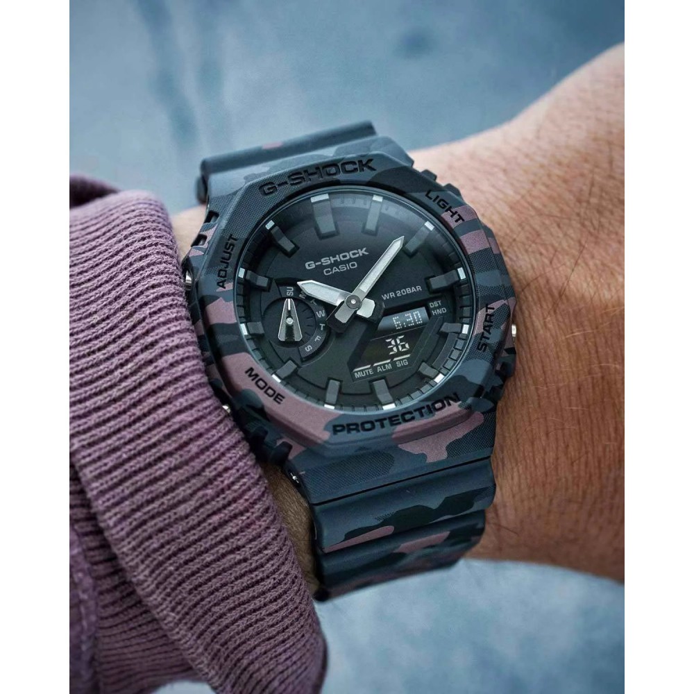 CASIO G-SHOCK Χρονογράφος Ρολόι Παραλλαγής Καουτσούκ Λουράκι GA-2100CM-8AER