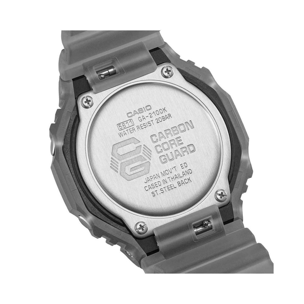 CASIO G-SHOCK Χρονογράφος Ρολόι Γκρι Καουτσούκ Λουράκι GA-2100K-1AER