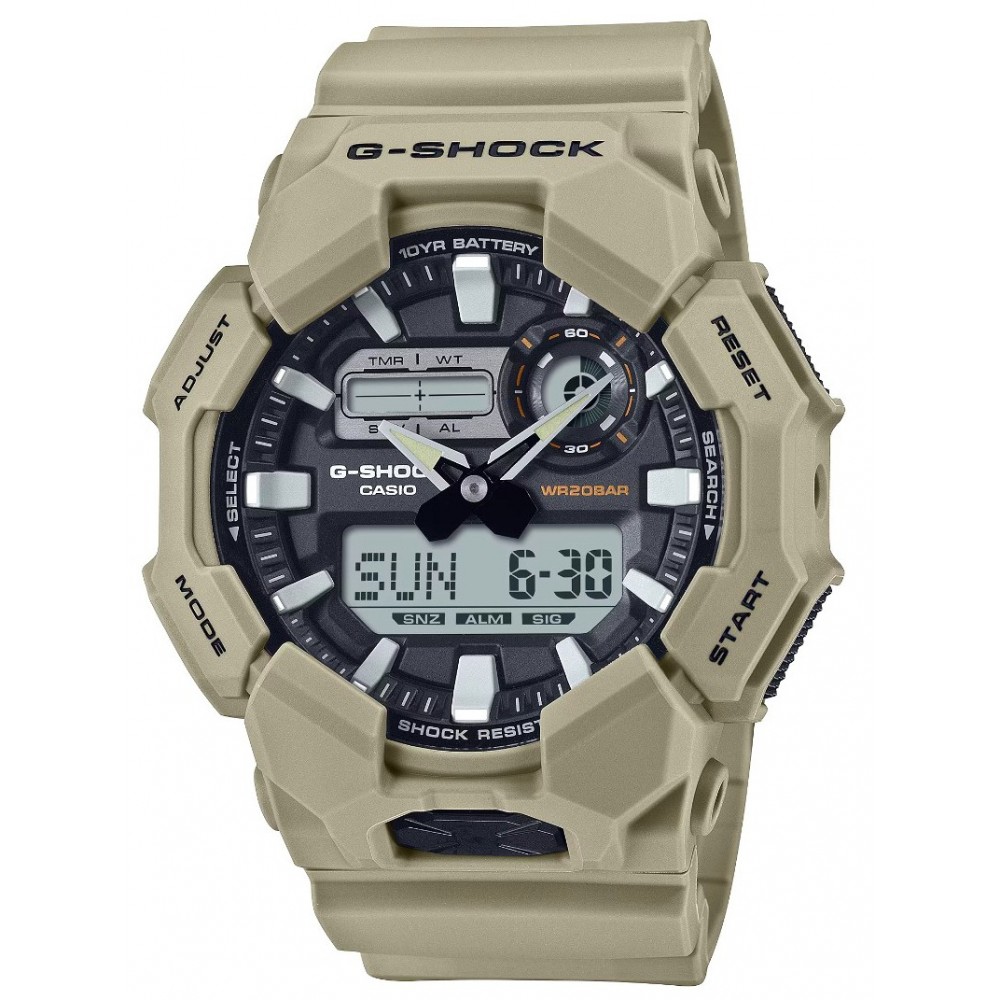 CASIO G-SHOCK Χρονογράφος Ρολόι Μπεζ Καουτσούκ Λουράκι GA-010-5AER