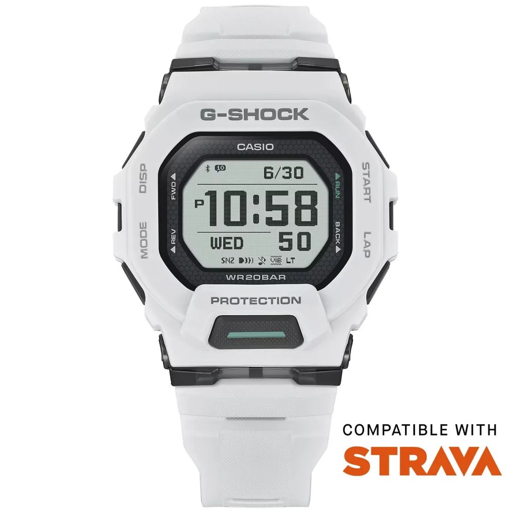 CASIO G-SHOCK Χρονογράφος Smartwatch Ρολόι Λευκό Καουτσούκ Λουράκι GBD-200-7ER