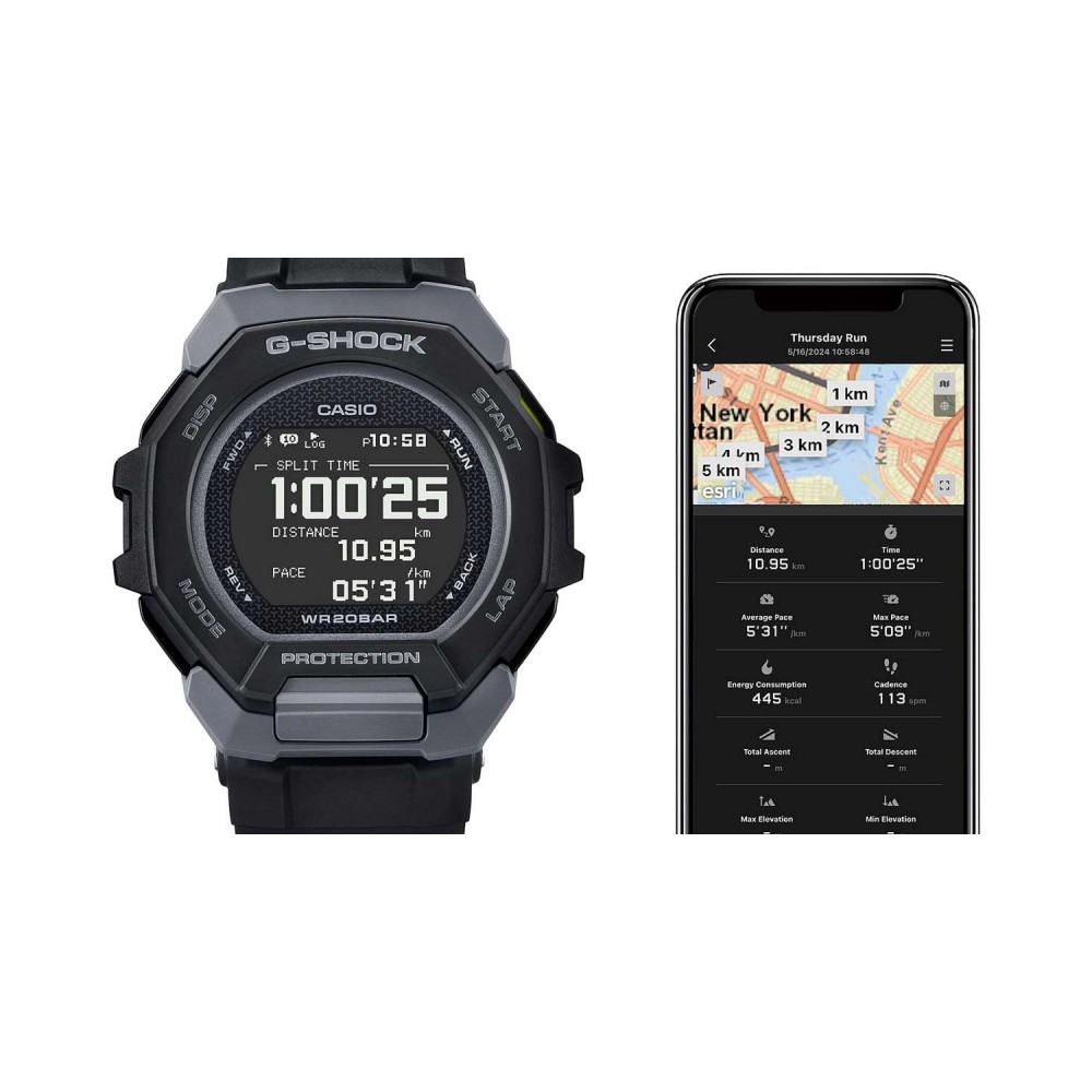 CASIO G-SHOCK Χρονογράφος Smartwatch Ρολόι Μαύρο  Λουράκι Βιολογικής προέλευσης GBD-300-1ER