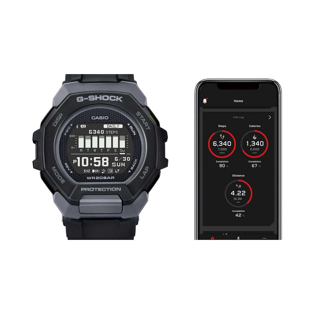 CASIO G-SHOCK Χρονογράφος Smartwatch Ρολόι Μαύρο  Λουράκι Βιολογικής προέλευσης GBD-300-1ER