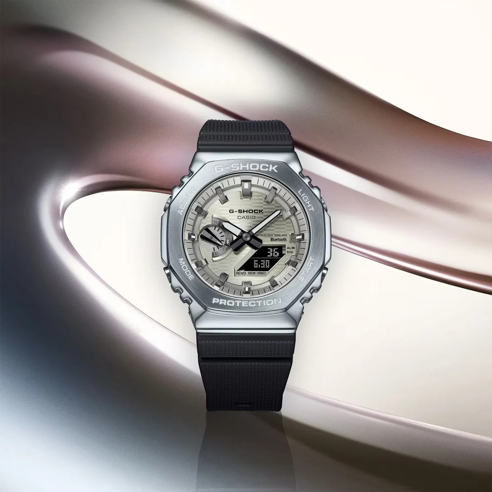 CASIO G-SHOCK Solar Bluetooth Χρονογράφος Ρολόι Μαύρο Λουράκι Βιολογικής προέλευσης GBM-2100A-8BER