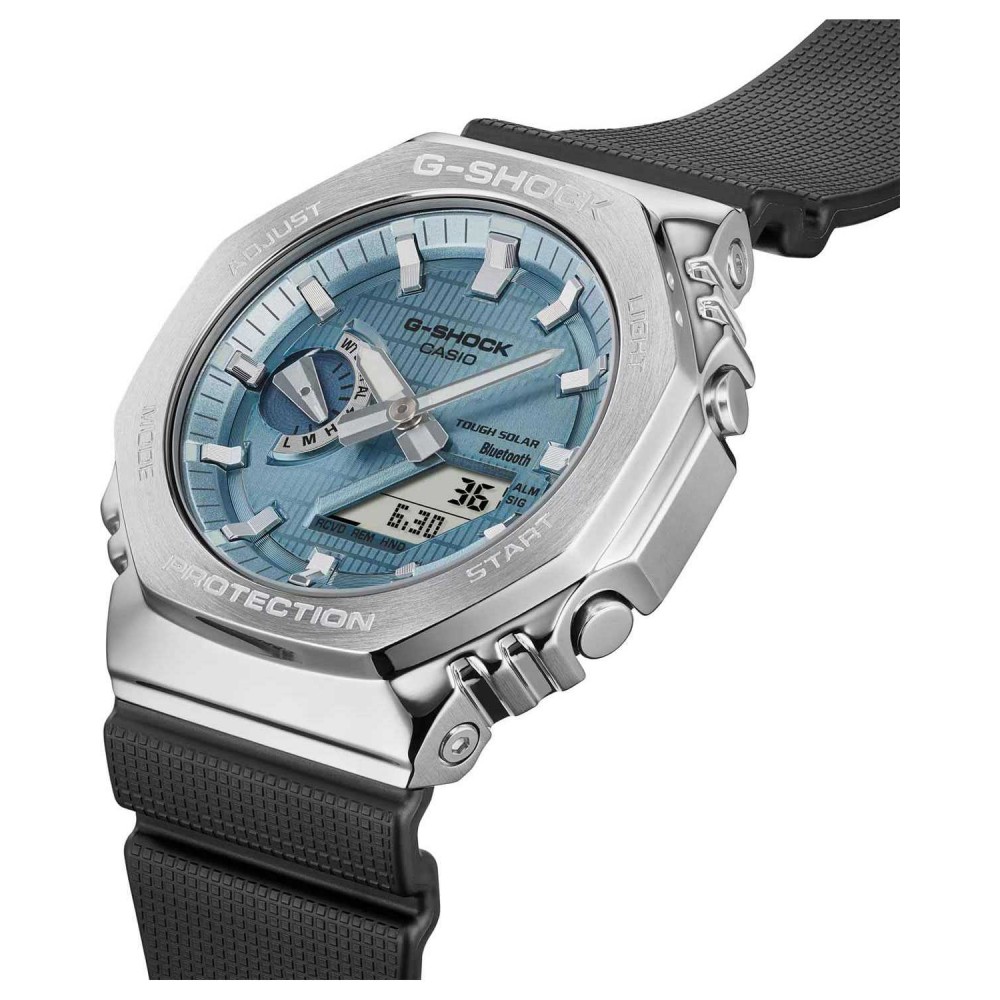 CASIO G-SHOCK Solar Χρονογράφος Ρολόι Μαύρο Λουράκι Βιολογικής προέλευσης GBM-2100A-1A2ER