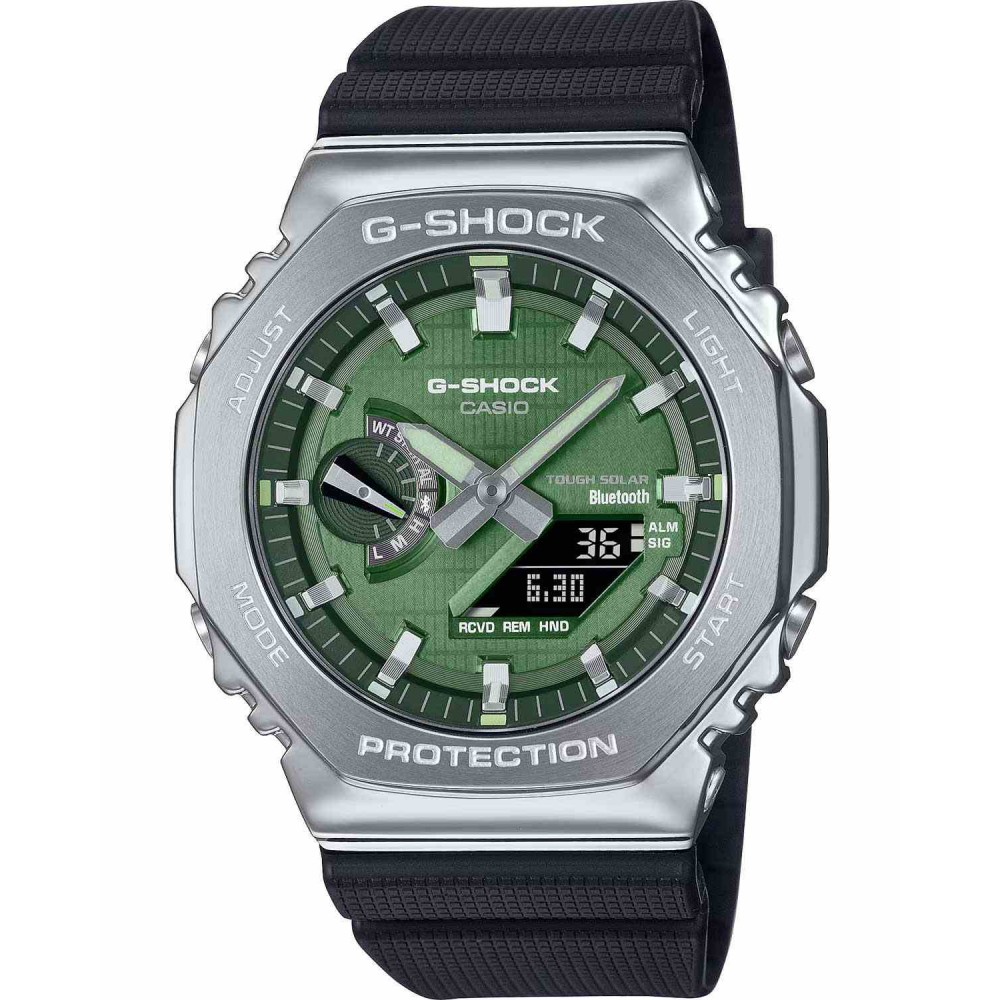 CASIO G-SHOCK Solar Χρονογράφος Ρολόι Μαύρο Λουράκι Βιολογικής προέλευσης GBM-2100A-1A3ER
