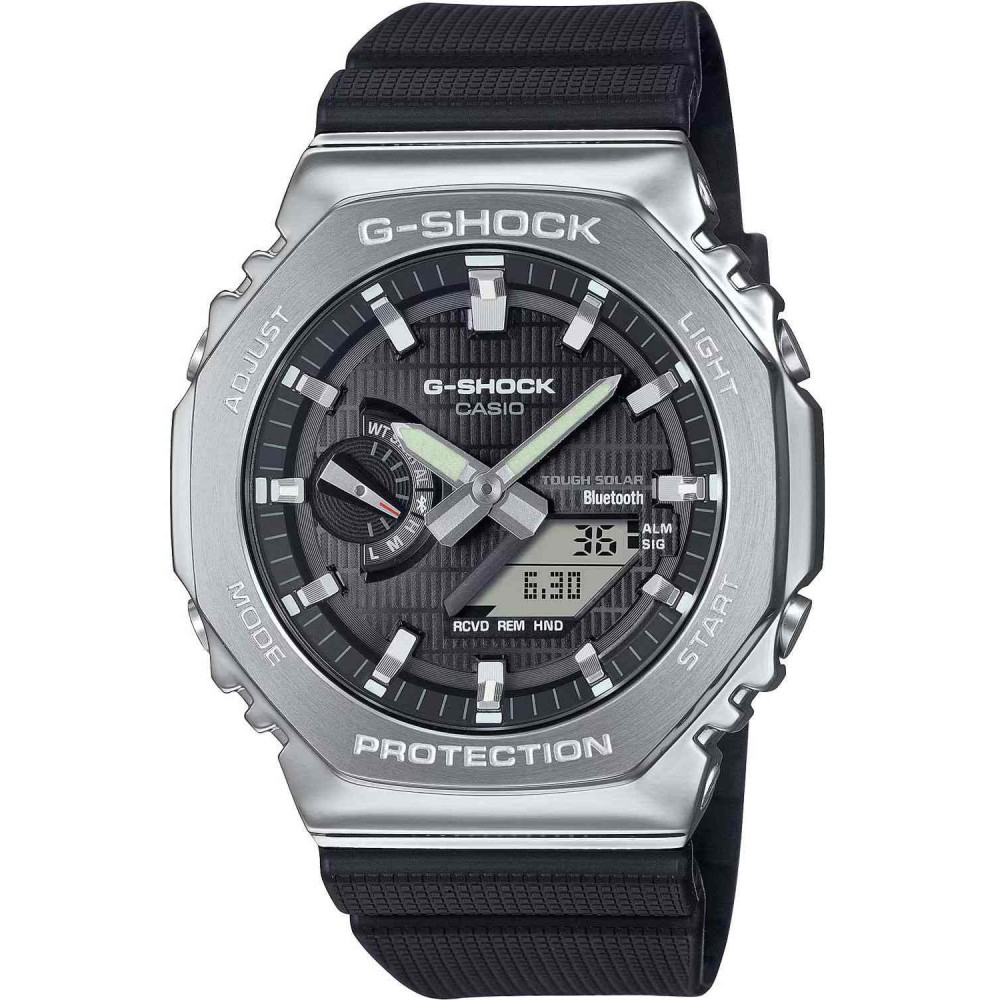 CASIO G-SHOCK Solar Χρονογράφος Ρολόι Μαύρο Λουράκι Βιολογικής προέλευσης GBM-2100-1AER